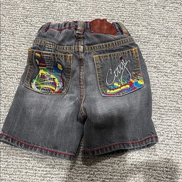 COOGI Gray Kids Denim Shorts with Colorful Guitar Design - Picture 1 of 3
